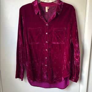 Pilcro Velvet Button-Up Shirt
